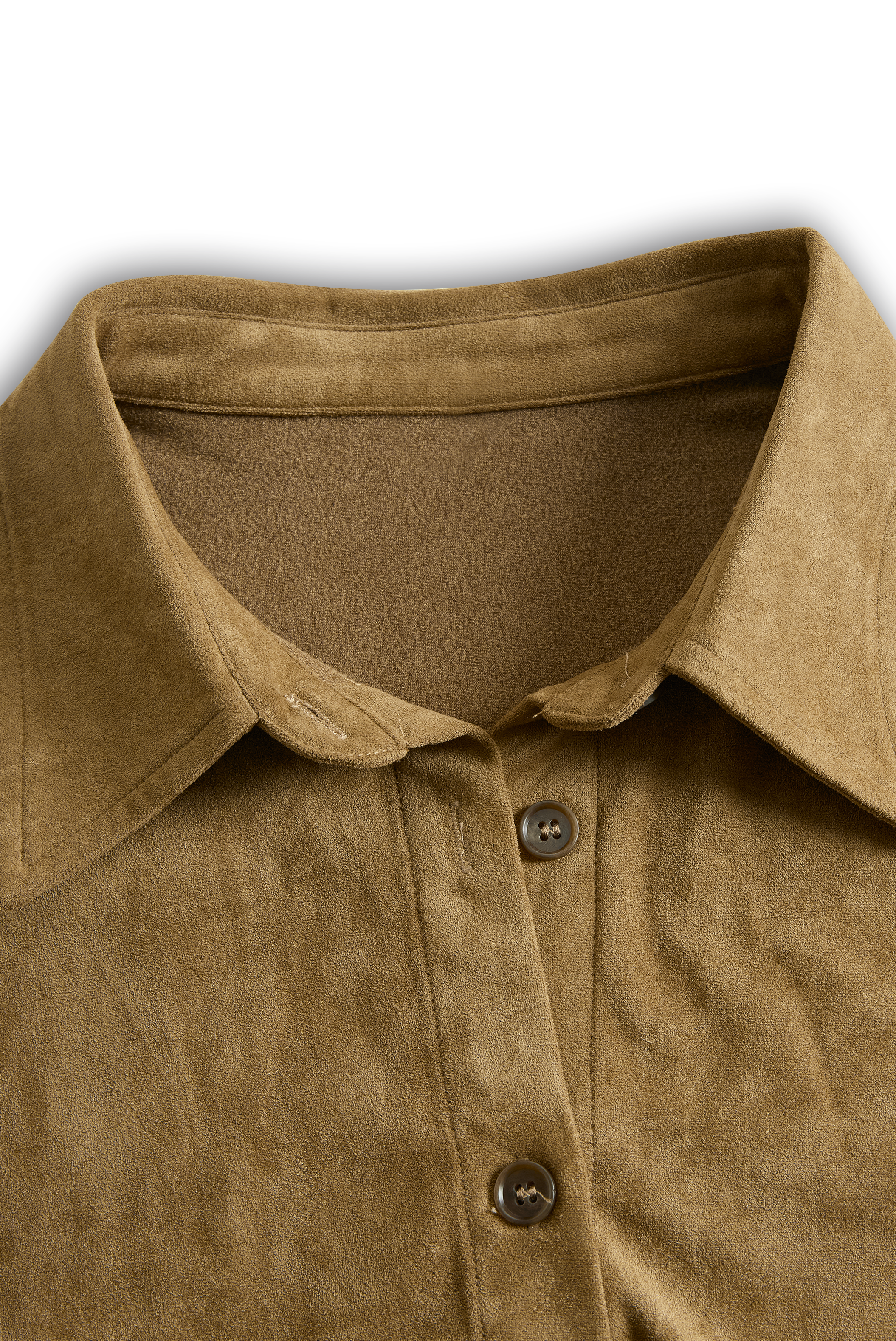 Fayana – robe midi suédine col à revers boutons simple boutonnage manches longues femme