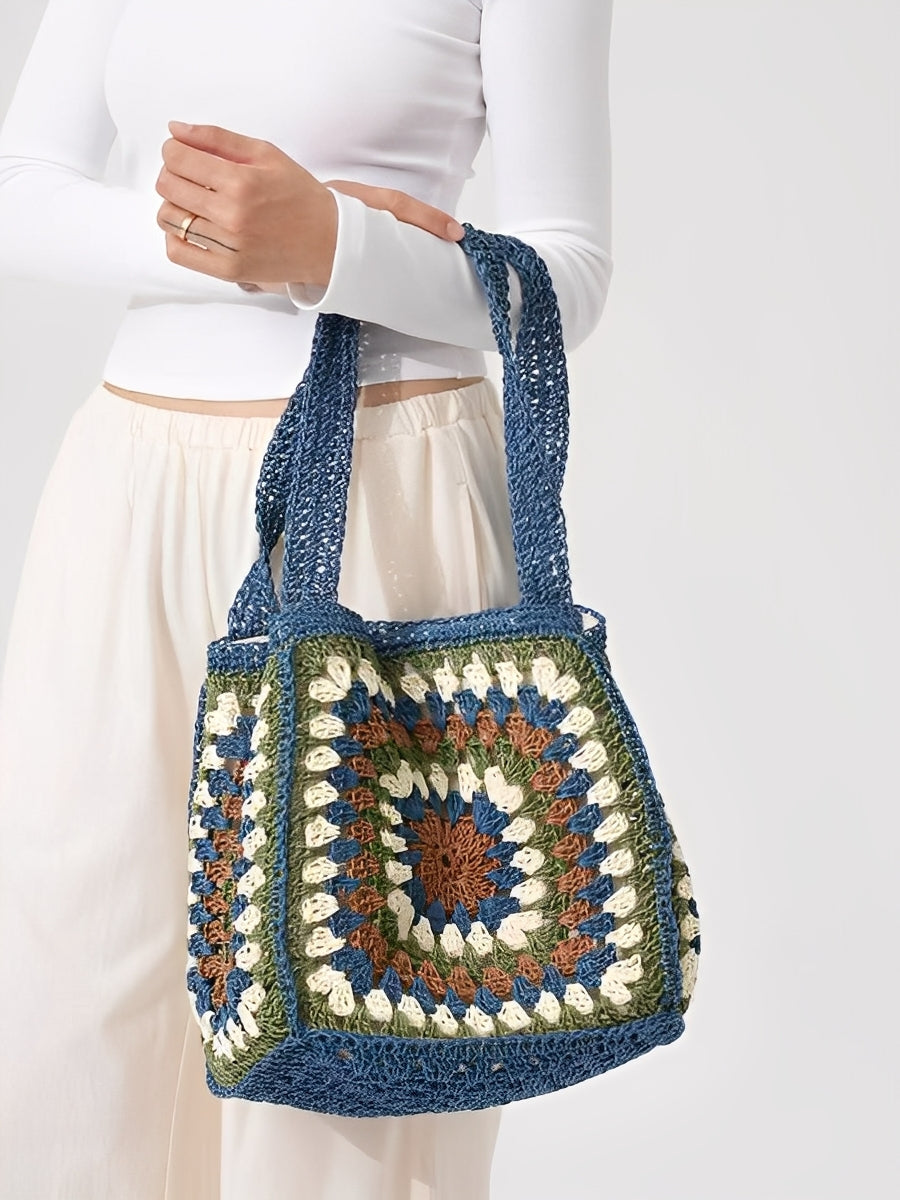 Aria – grand sac tressé à bandoulière avec fermeture magnétique