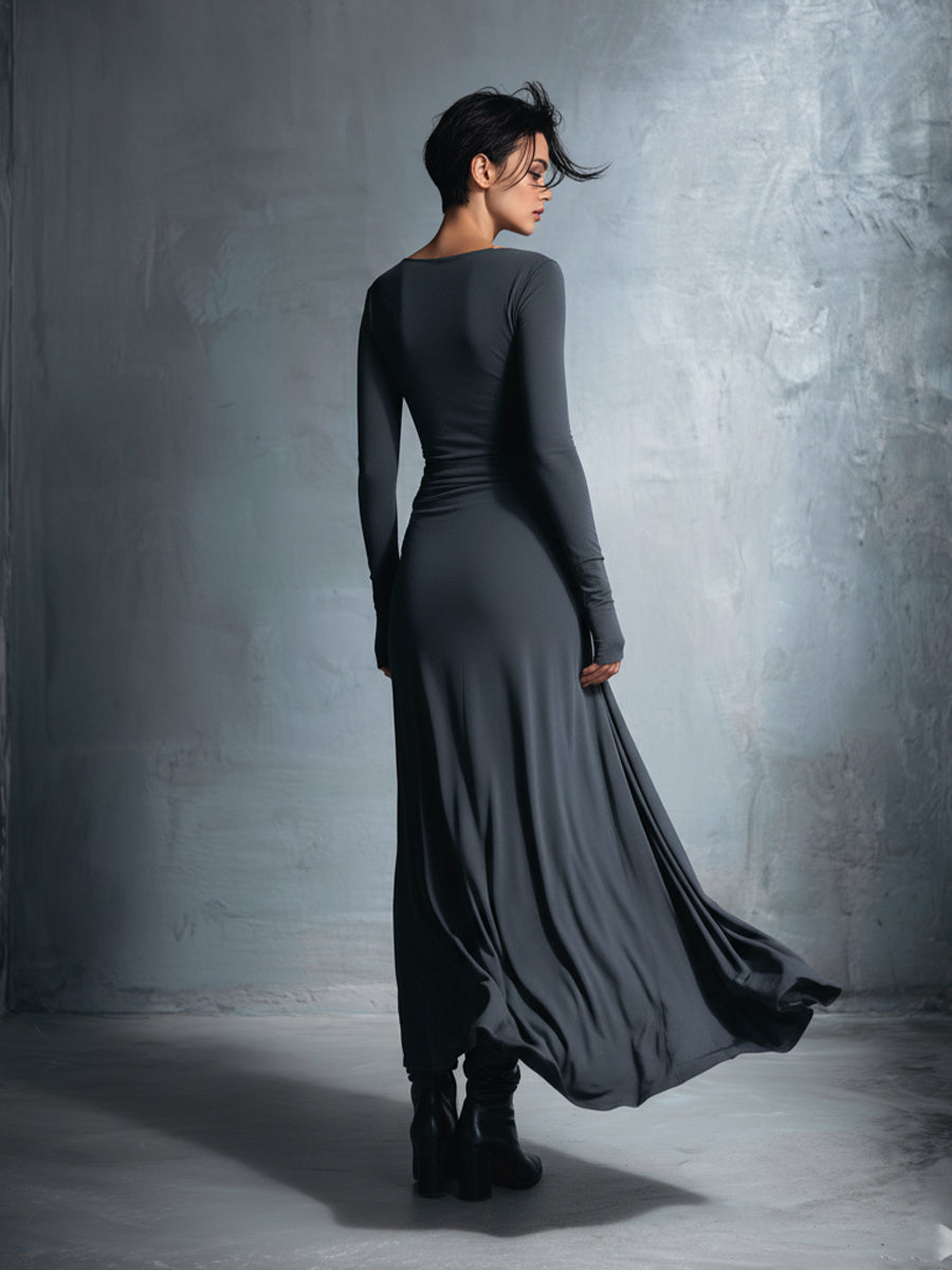 Helyna – robe maxi jersey wrap nouée silhouette elegante