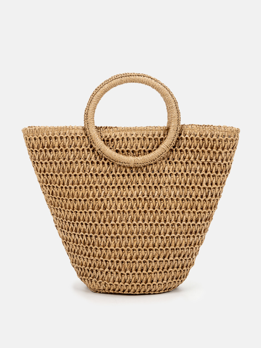 Ondina – grand sac cabas tressé femme, sac épaule en paille tressée pour été & plages