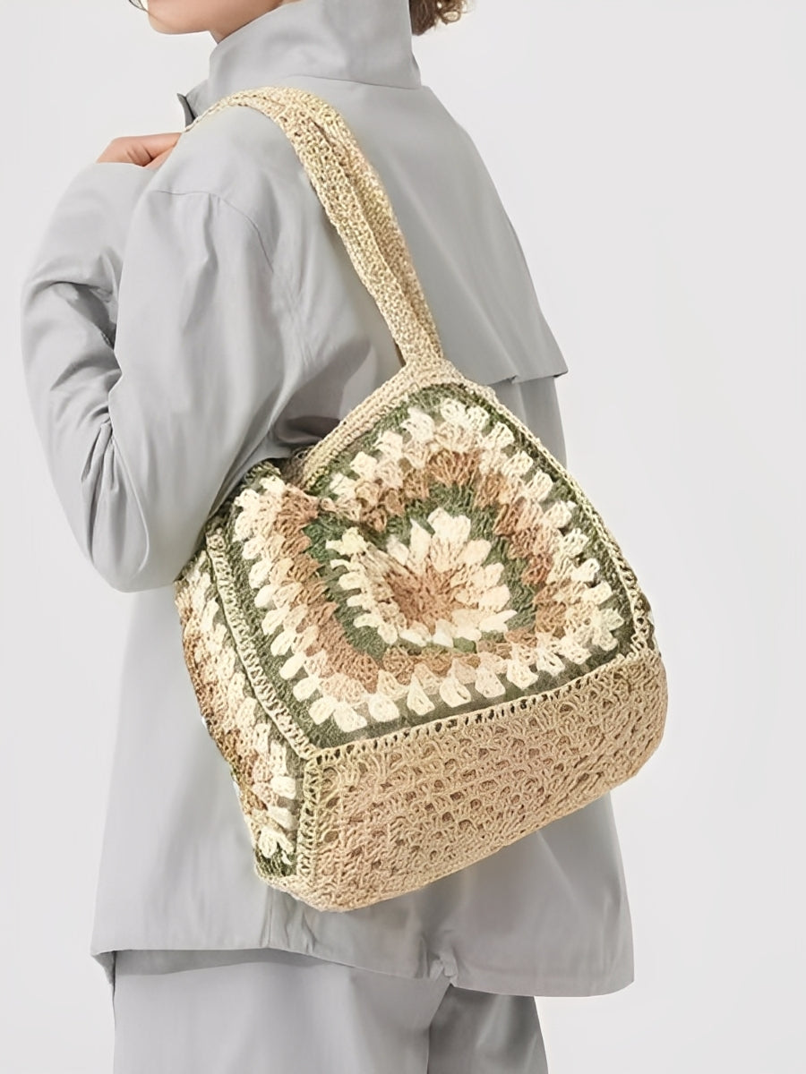 Aria – grand sac tressé à bandoulière avec fermeture magnétique