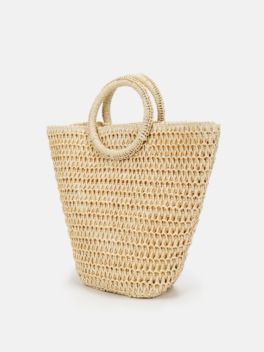 Ondina – grand sac cabas tressé femme, sac épaule en paille tressée pour été & plages