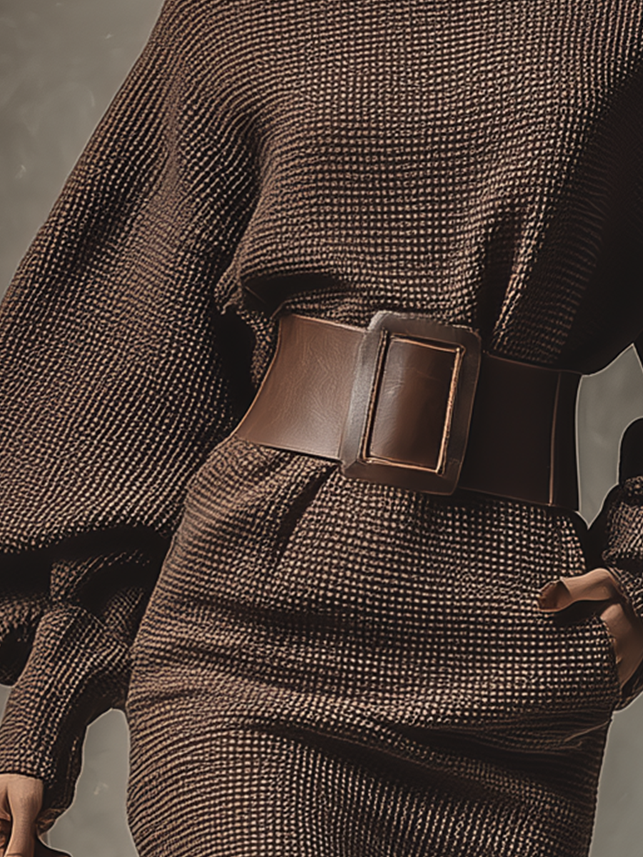 Ysma – robe mini marron maille texturee coupe ajustee femme