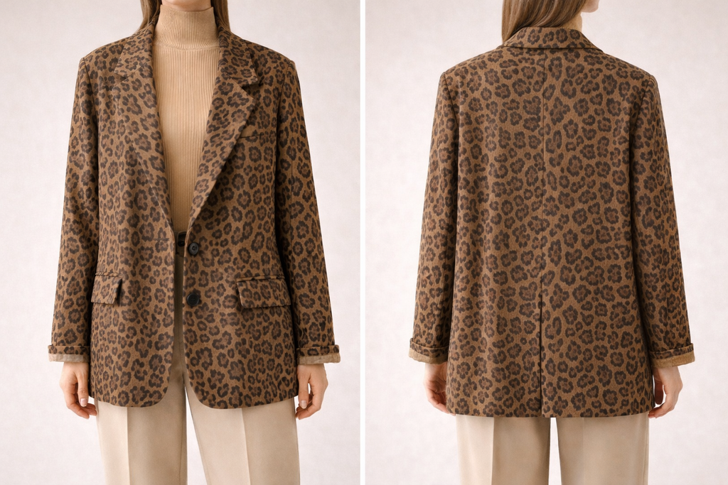 Fauvia – veste de costume léopard femme double boutonnage chic