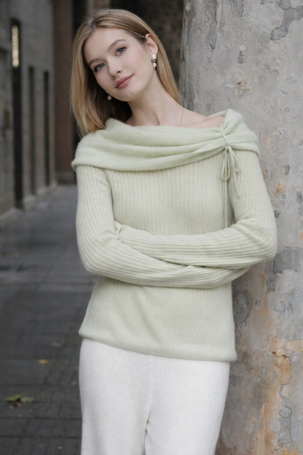 Rosy – pull femme en pure laine une épaule style français