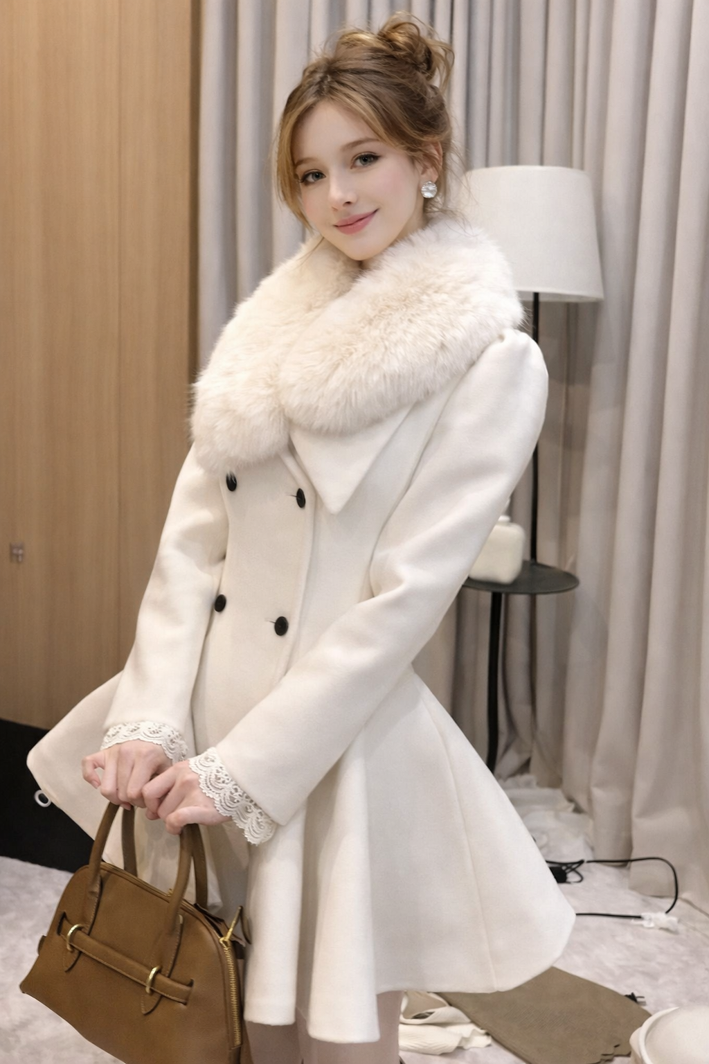 Alizée – Manteau femme élégant à boutons et revers structurés