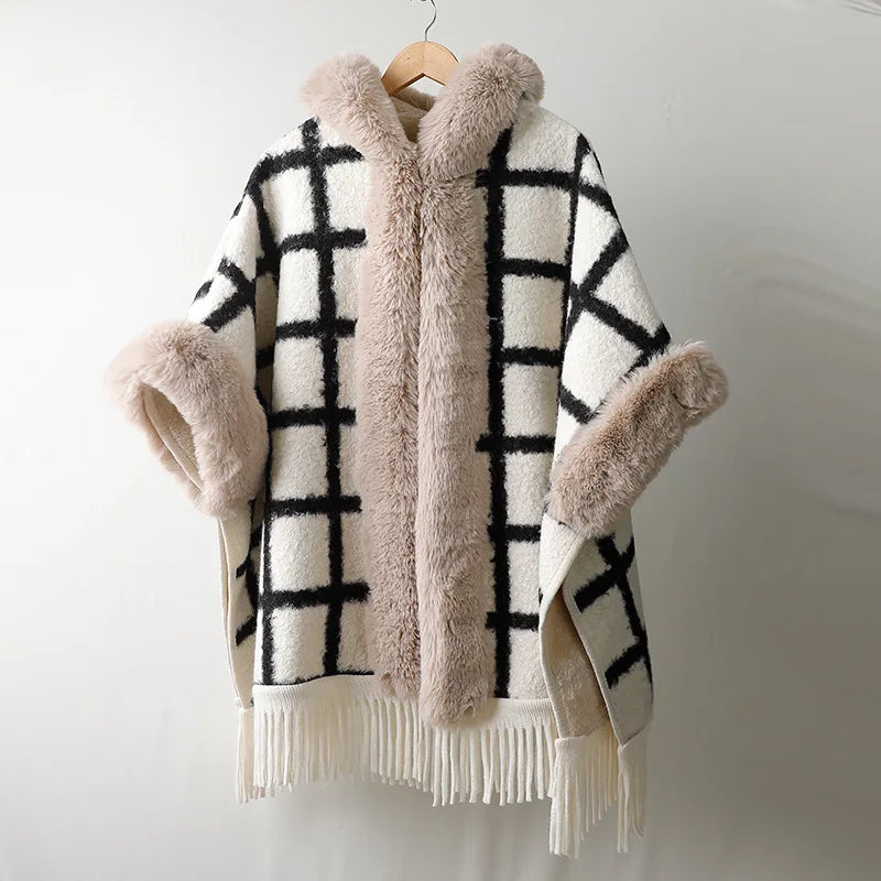 Emeline – manteau mi-long à carreaux doublé polaire femme