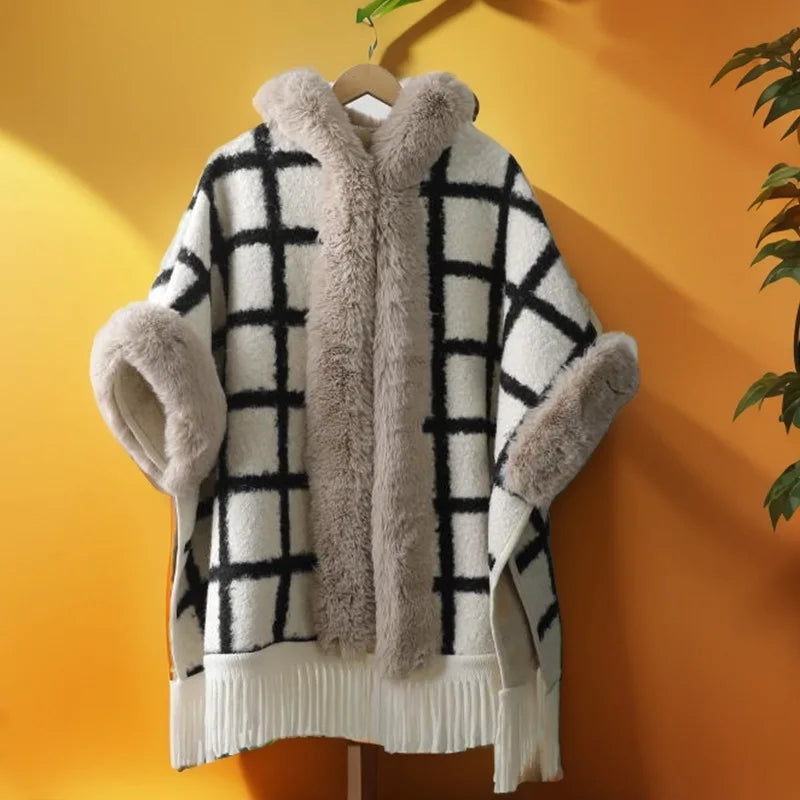 Emeline – manteau mi-long à carreaux doublé polaire femme