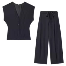 Isolde – ensemble tailleur femme gilet rayé et pantalon large