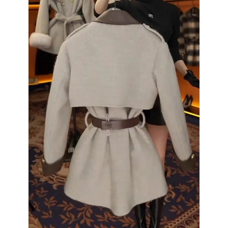 Léonie – manteau ceinturé femme col polo chic hiver