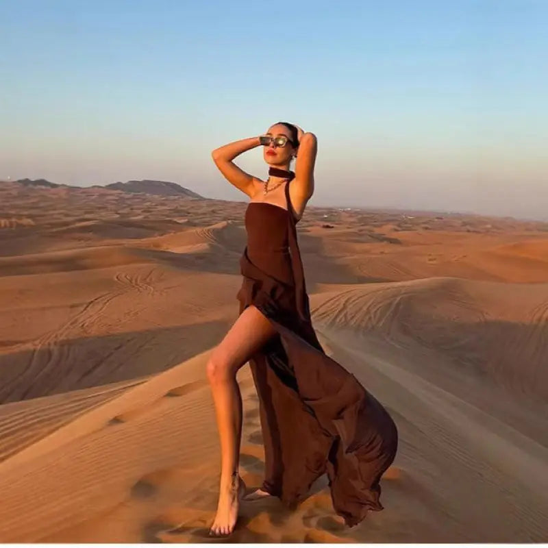 Ilyana – Robe longue femme bustier élégante esprit corset avec ruban