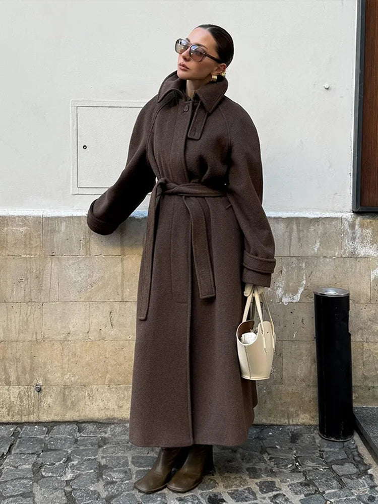 Vésna – manteau femme effet cuir PU vintage ceinturée