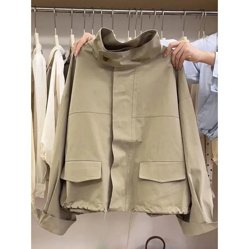 Marie – Veste ample femme à col haut style rétro américain