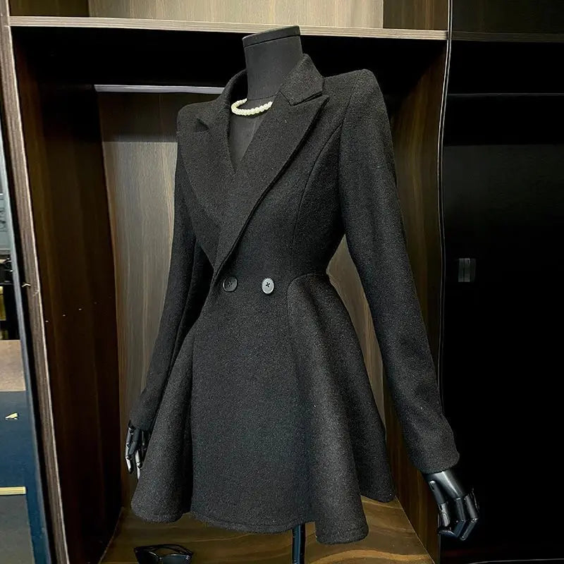 Calyne – manteau femme en tweed ajusté à taille cintrée chic