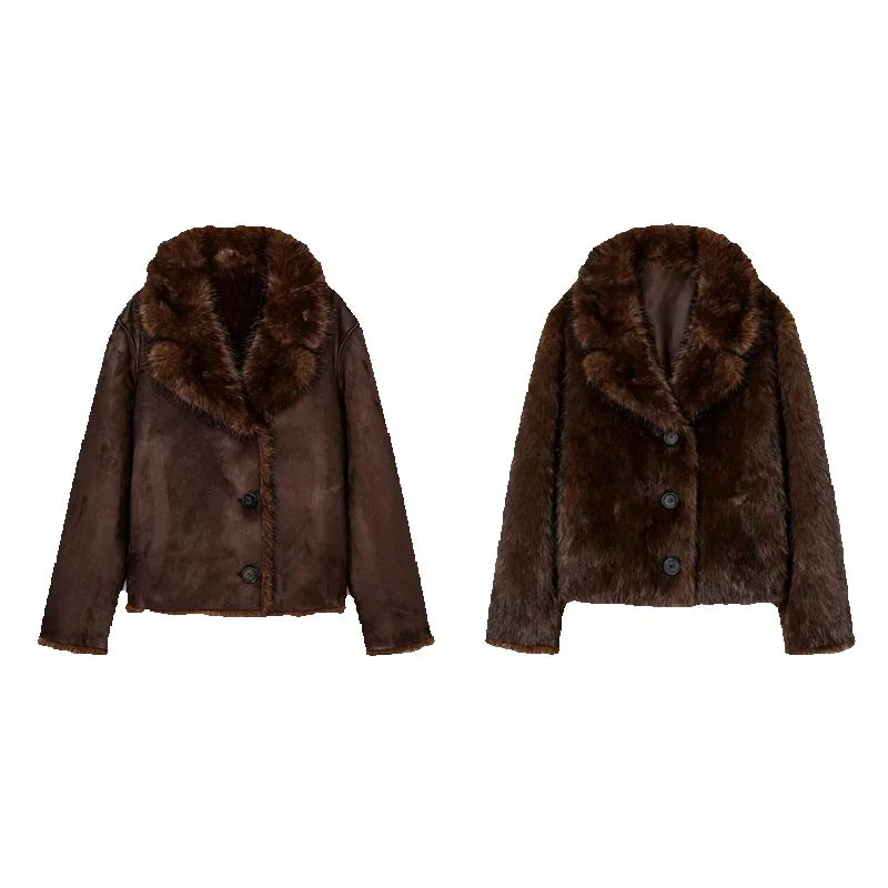 Féline – manteau femme réversible en fausse fourrure chaude