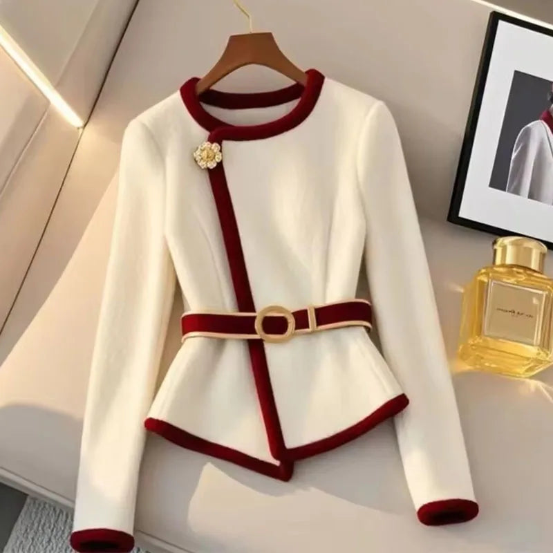 Aurore – cardigan tricoté femme chic col rond printemps automne