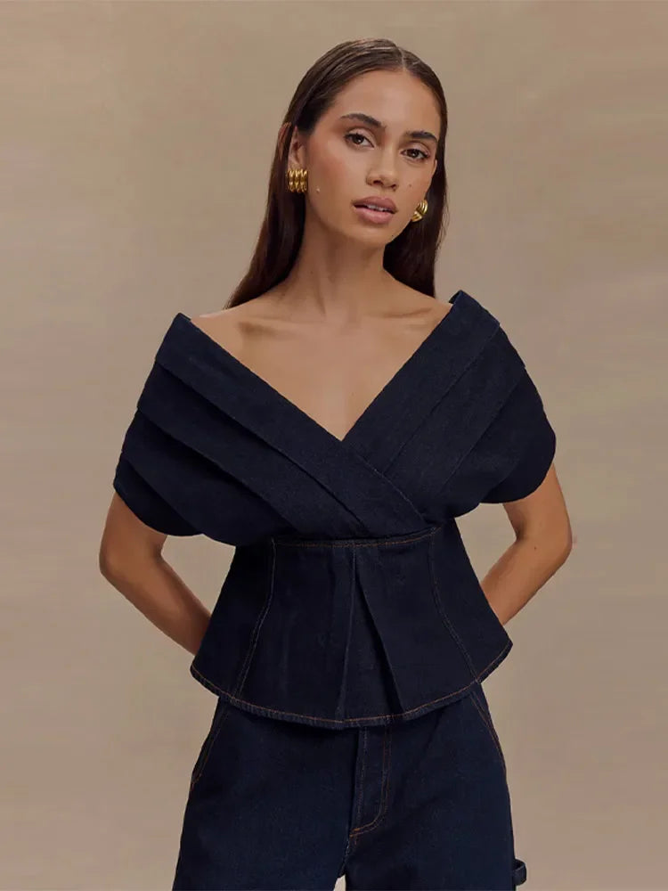 Nélia – ensemble femme chic top ceinturé et pantalon large