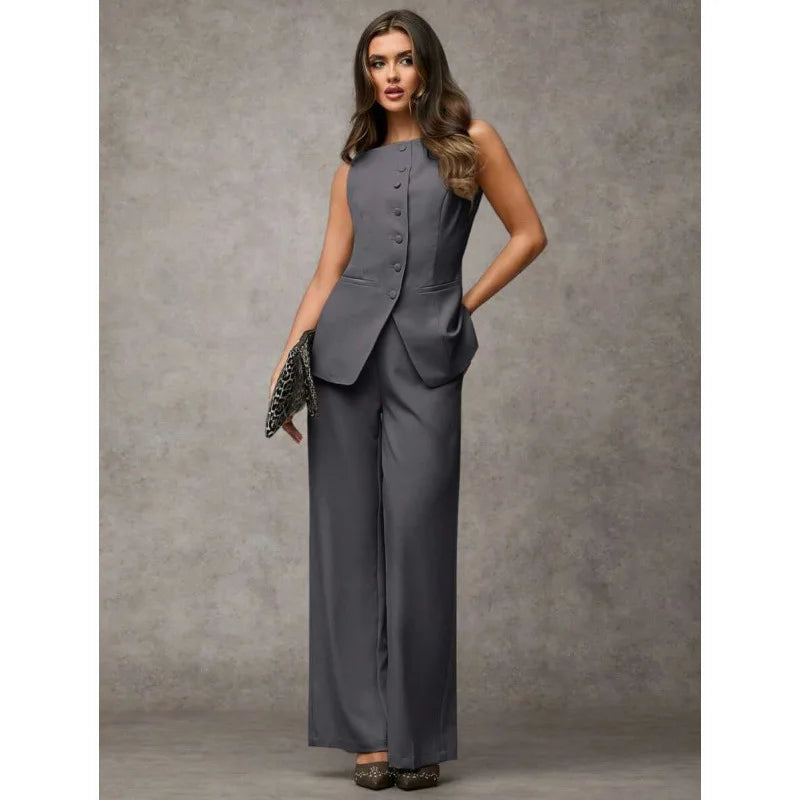 Oléna – ensemble femme gilet boutonné et pantalon chic automne