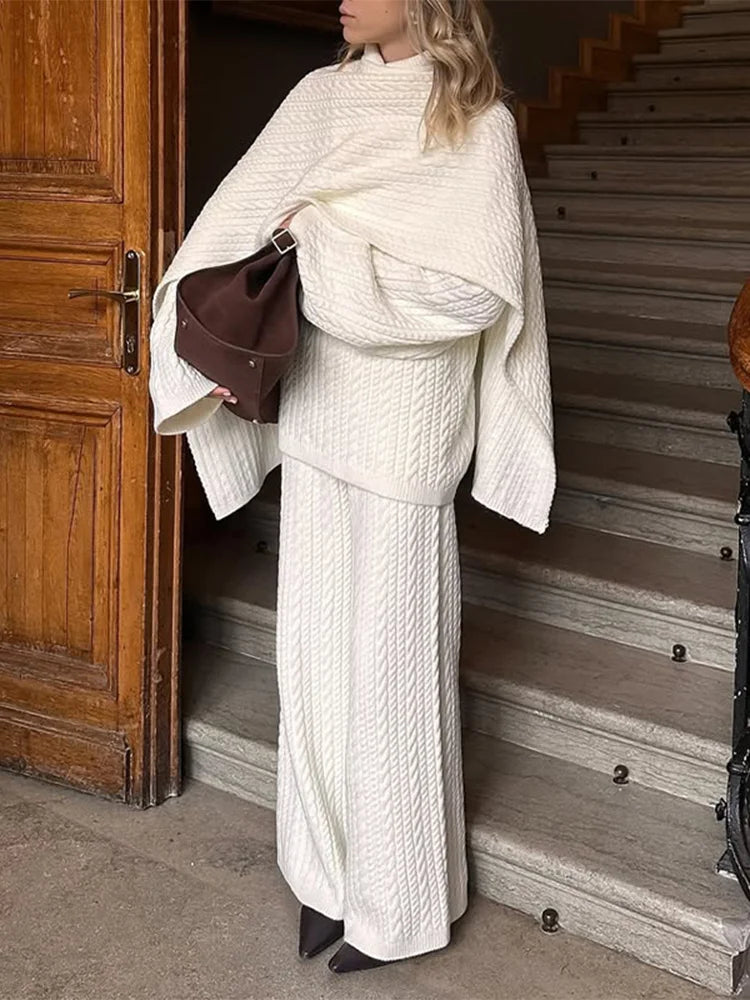 Evanya – ensemble tricot femme col haut pantalon droit élégant