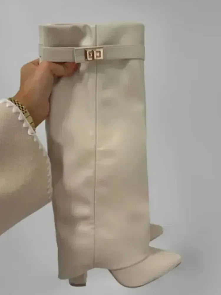 Elvia – bottes mi-jambes femme à talon épais et bout pointu