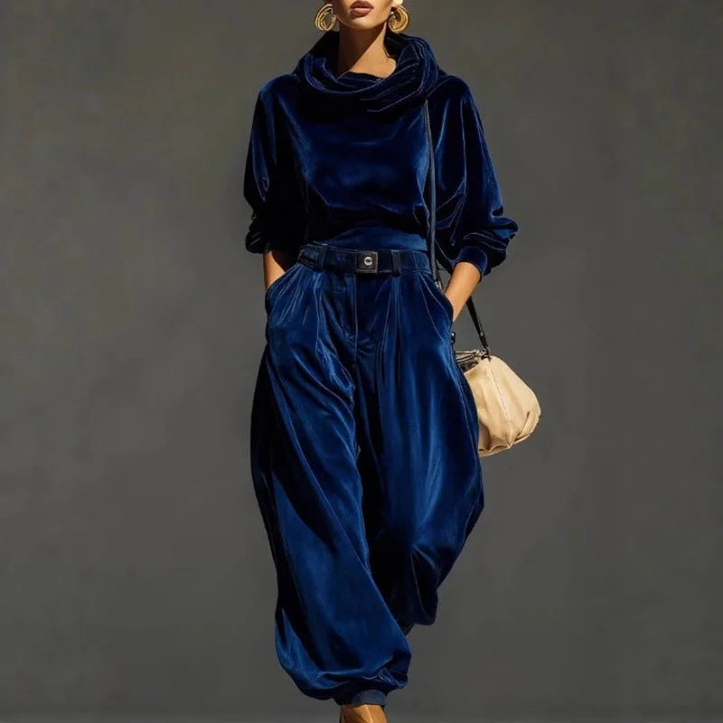 Halima – ensemble velours femme sweat à capuche et pantalon