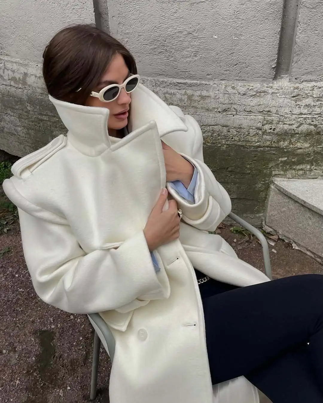 Élie – manteau d’hiver femme en laine mélangée élégant