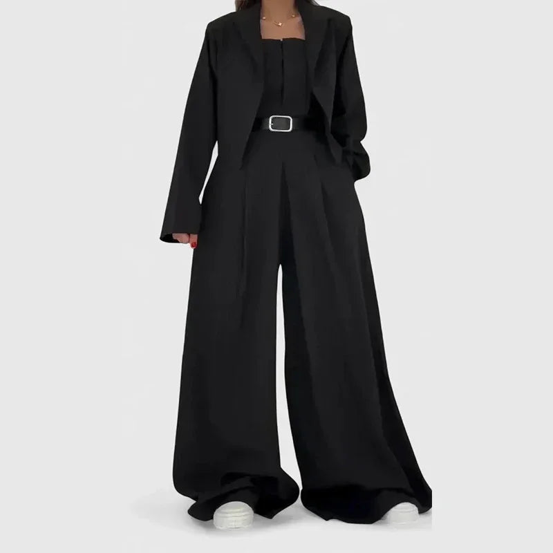 Selma – ensemble costume femme épaules dénudées pantalon large