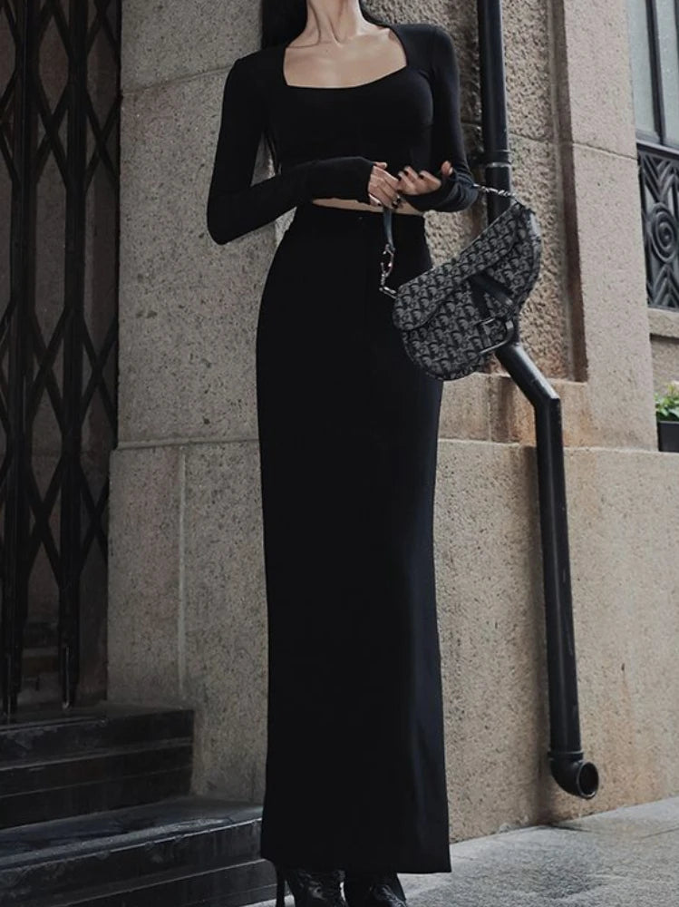 Aveline – jupe longue femme minimaliste avec fente élégante