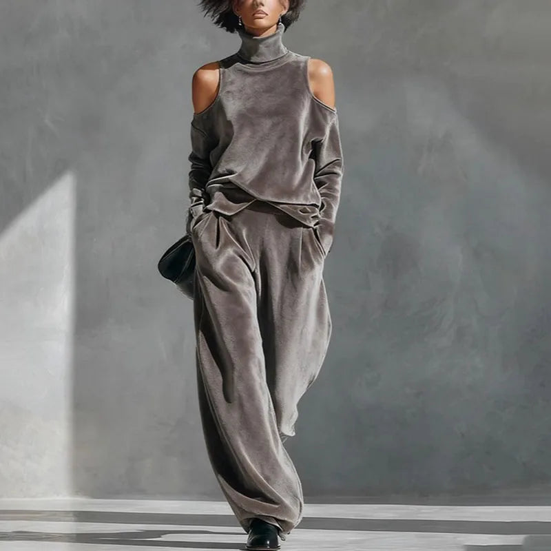 Arlène – ensemble femme rétro cardigan élégant et pantalon large