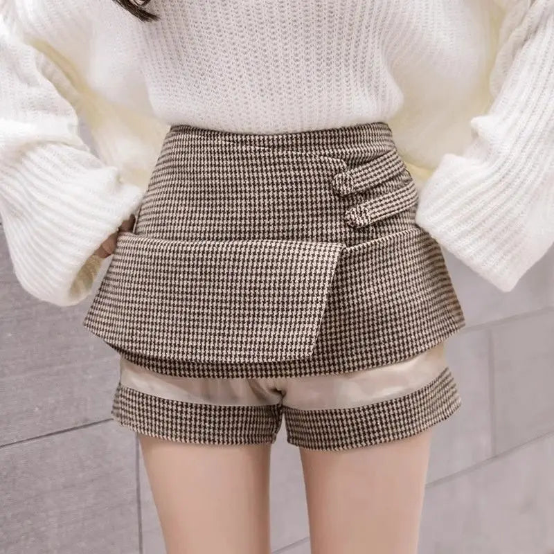 Dalida – jupe short courte trapèze taille haute à carreaux femme