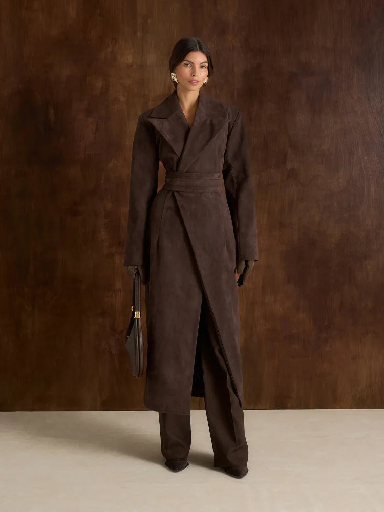 Grace – trench long femme chic ceinturé col oversize