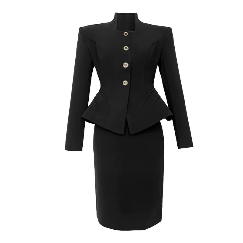 Indra – ensemble blazer cintré et jupe midi femme élégant