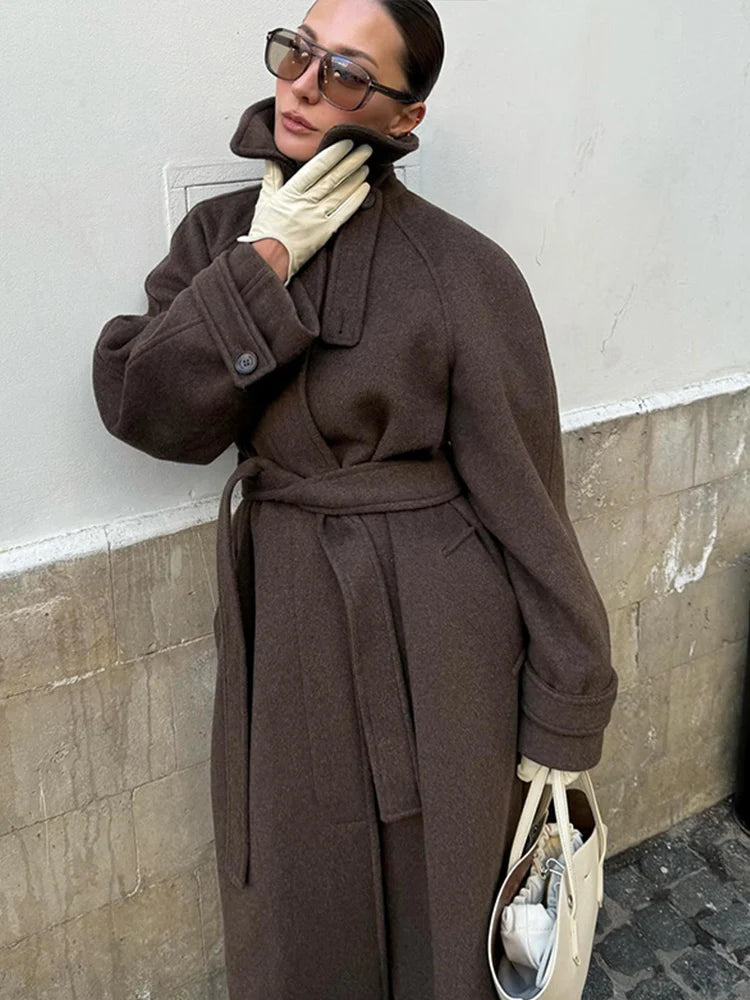 Vésna – manteau femme effet cuir PU vintage ceinturée