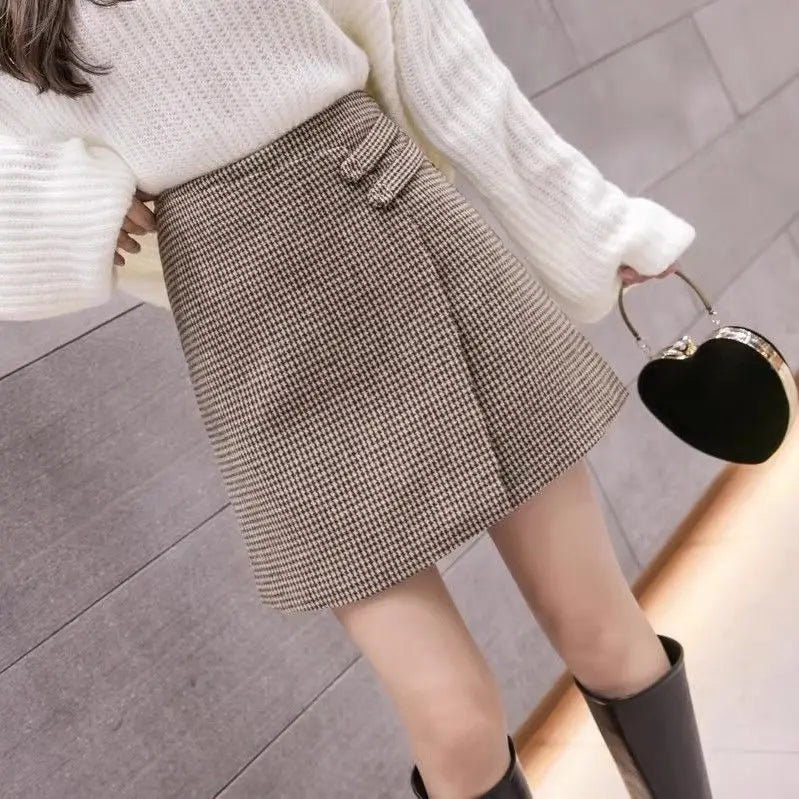 Dalida – jupe short courte trapèze taille haute à carreaux femme