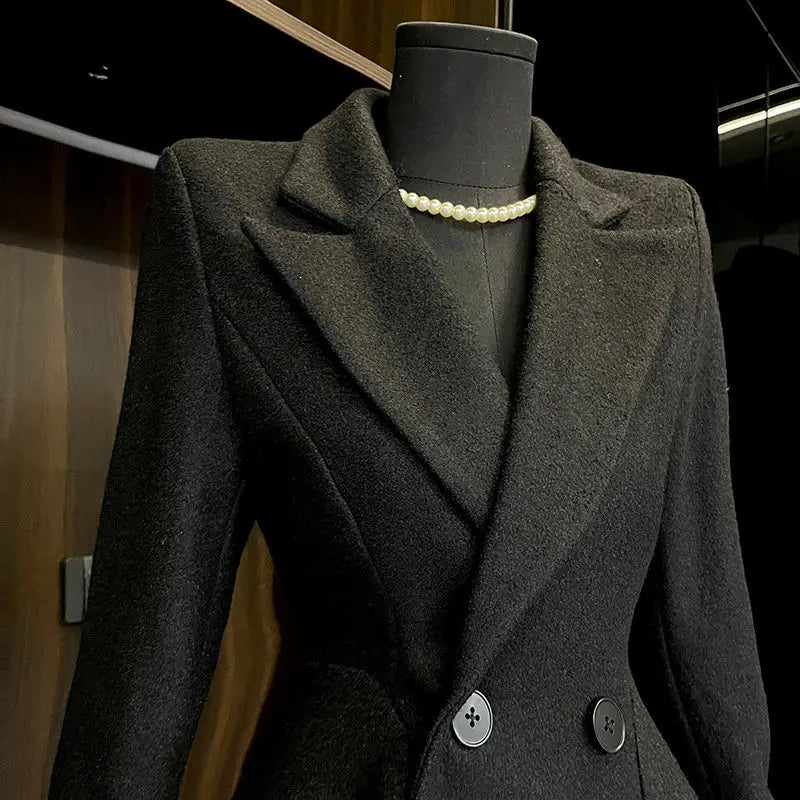 Calyne – manteau femme en tweed ajusté à taille cintrée chic