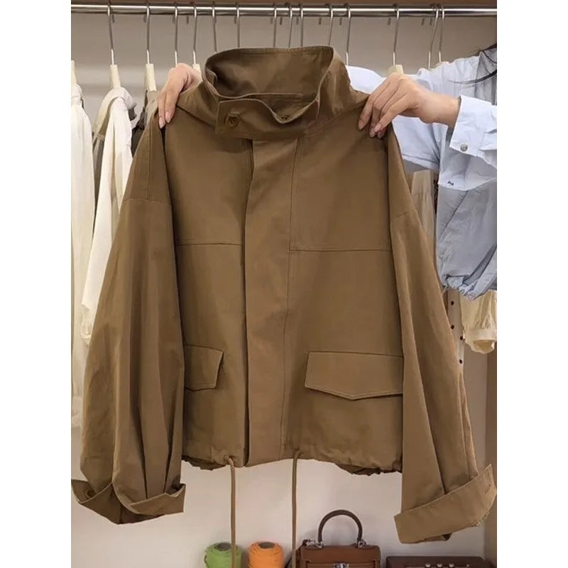 Marie – Veste ample femme à col haut style rétro américain