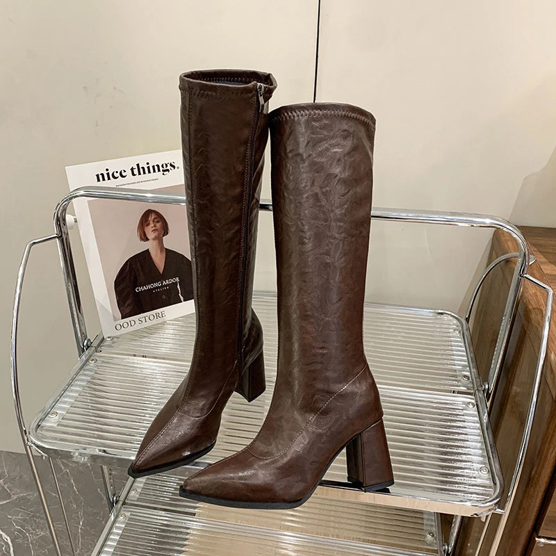 Calina – bottes hautes femme style cavalier à talon carré