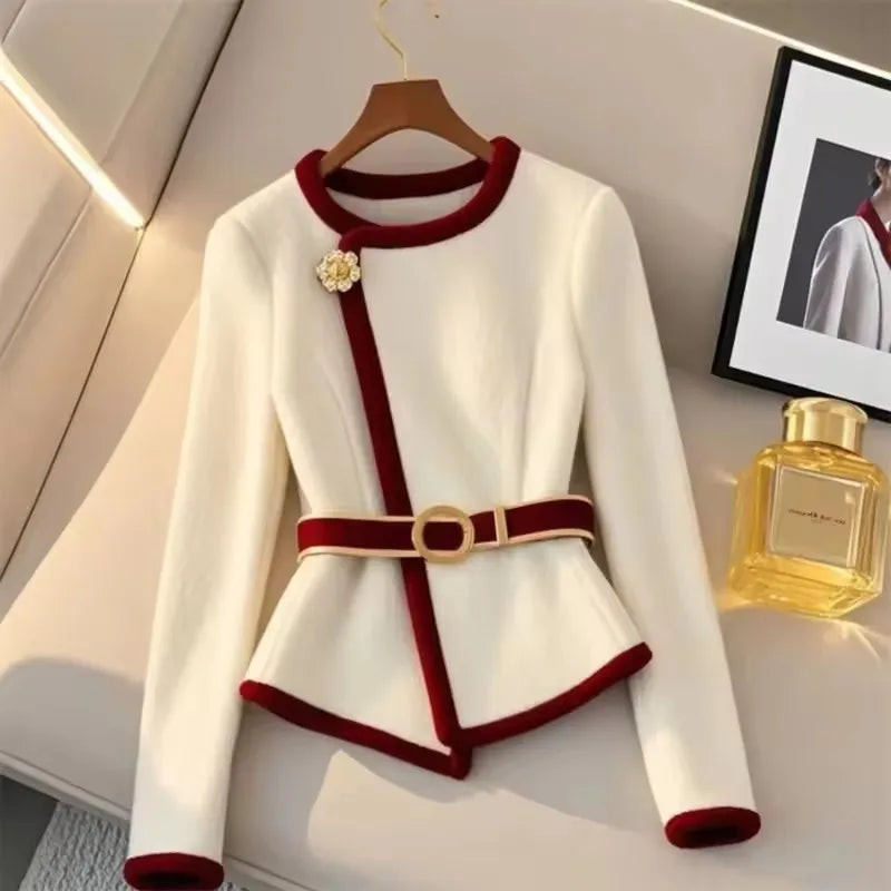 Aurore – cardigan tricoté femme chic col rond printemps automne