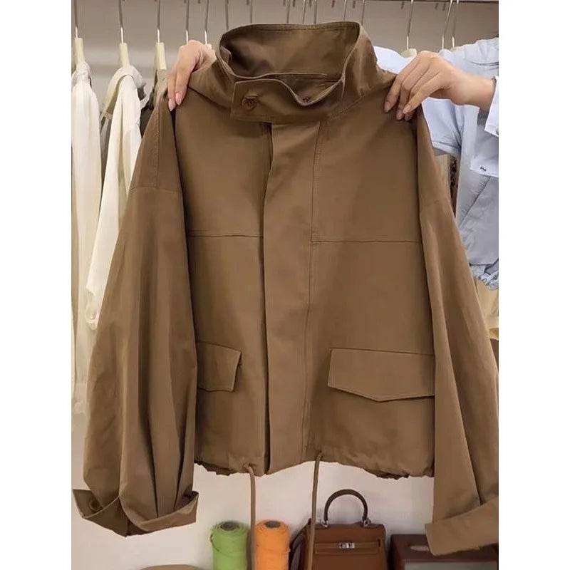 Marie – Veste ample femme à col haut style rétro américain