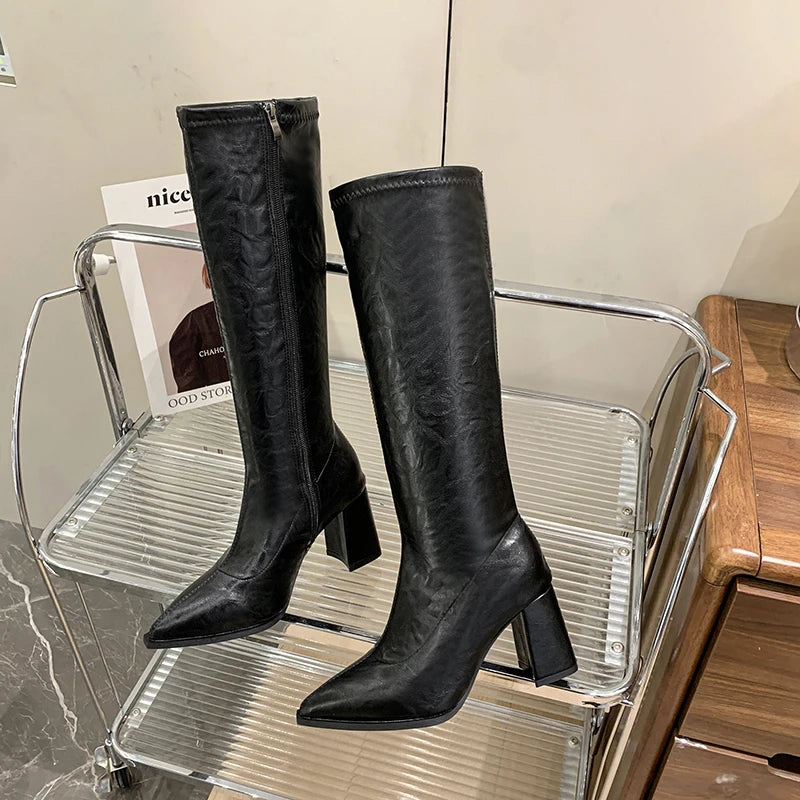 Calina – bottes hautes femme style cavalier à talon carré
