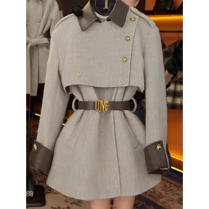 Léonie – manteau ceinturé femme col polo chic hiver