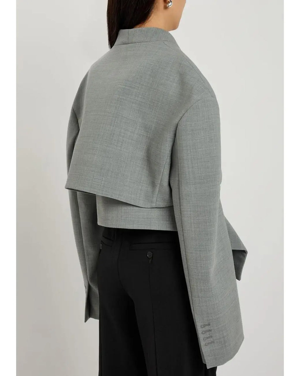 Yséa – Blazer femme gris asymétrique chic à épaulettes