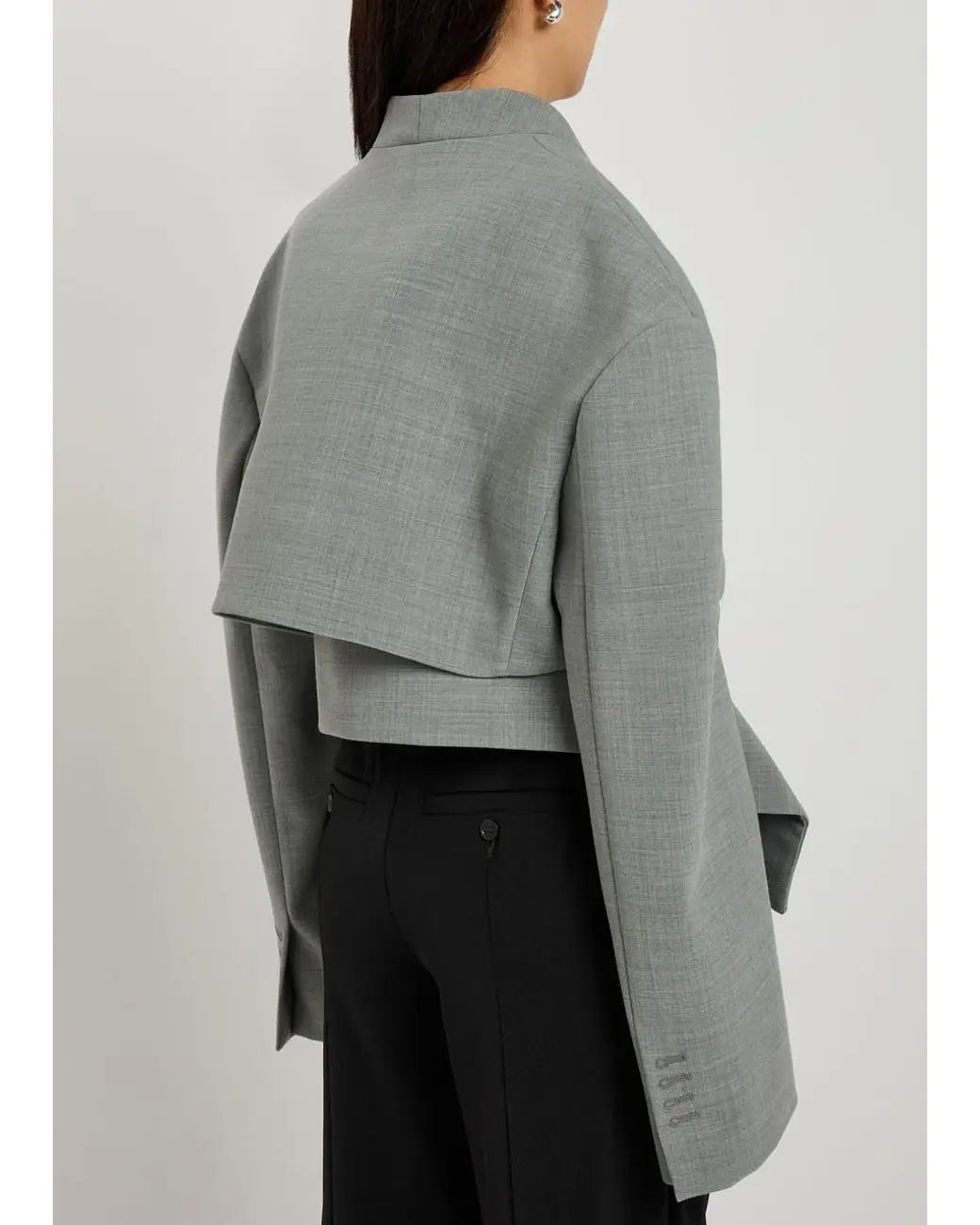 Yséa – Blazer femme gris asymétrique chic à épaulettes