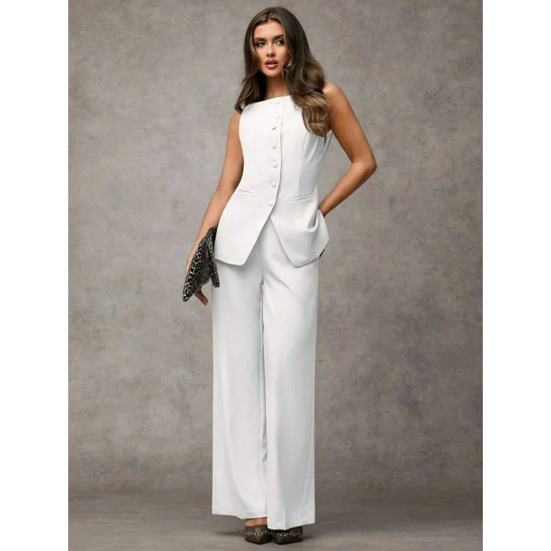 Oléna – ensemble femme gilet boutonné et pantalon chic automne