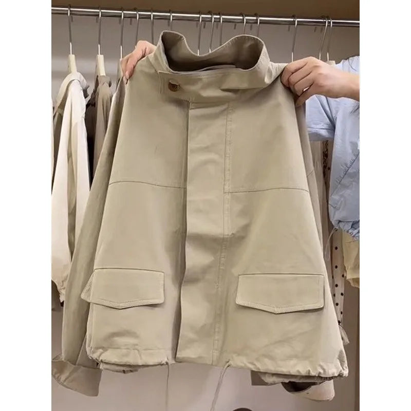 Marie – Veste ample femme à col haut style rétro américain