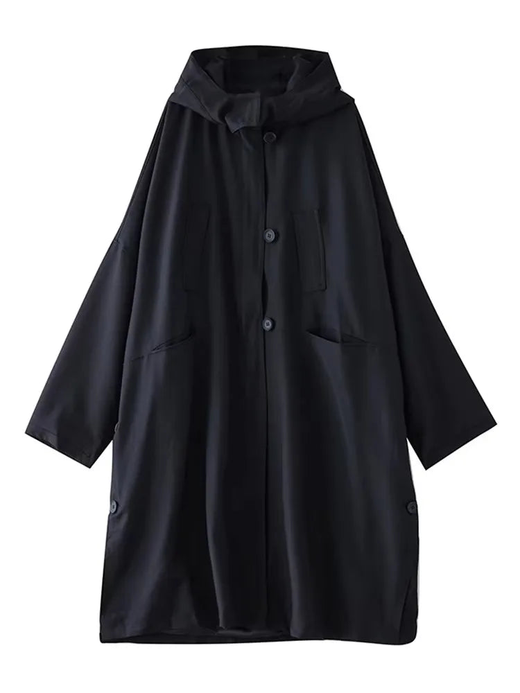 Noara – Trench long oversize femme à capuche style urbain
