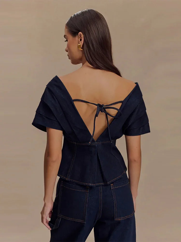 Nélia – ensemble femme chic top ceinturé et pantalon large