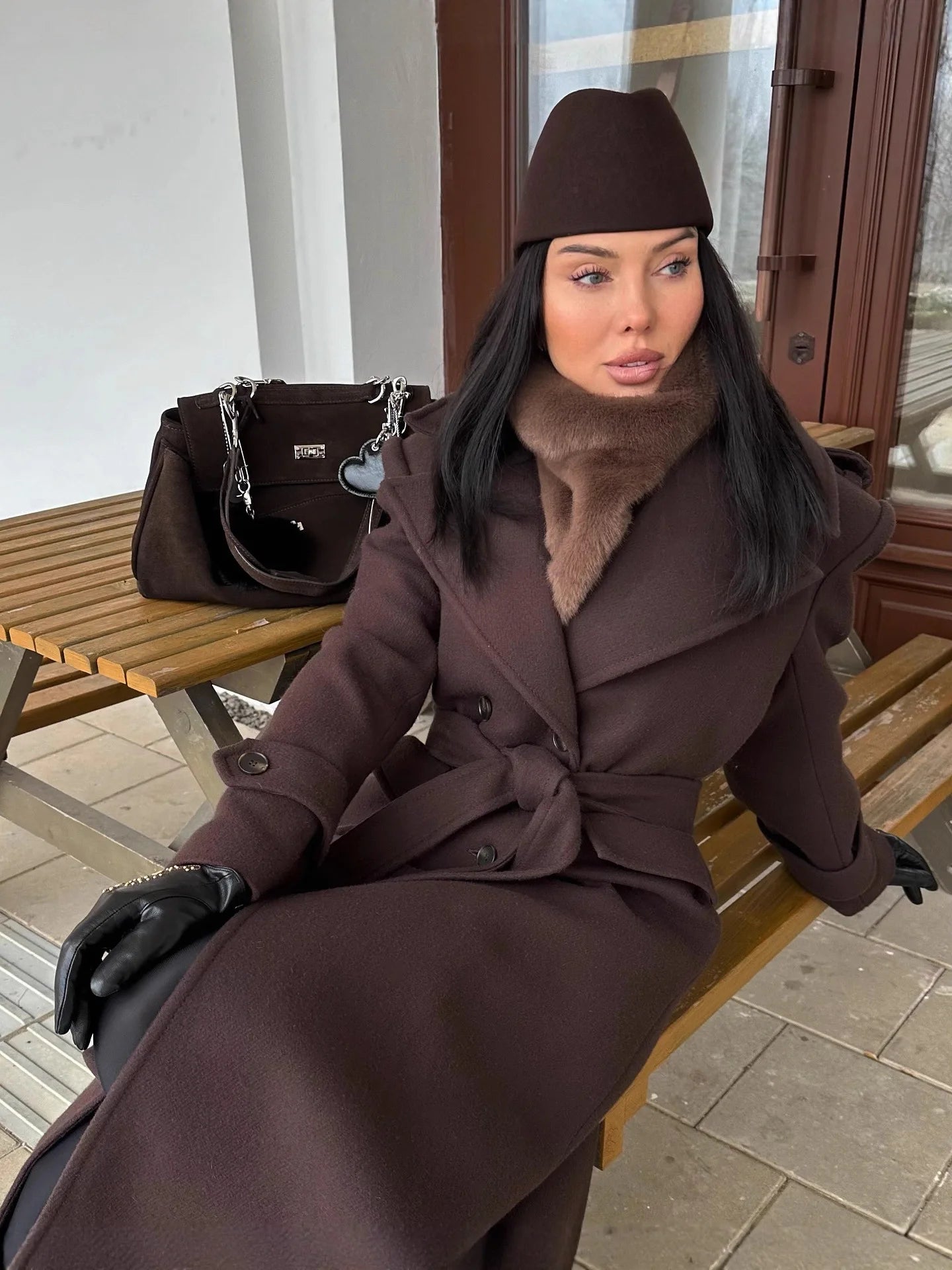 Élie – manteau d’hiver femme en laine mélangée élégant