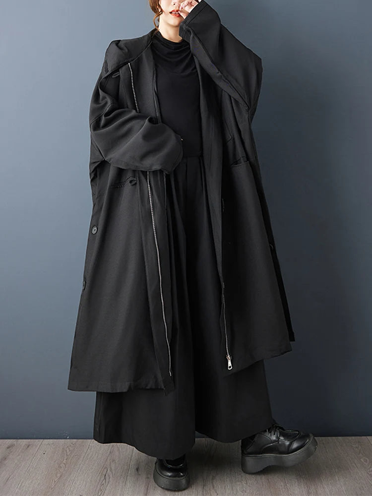 Noara – Trench long oversize femme à capuche style urbain