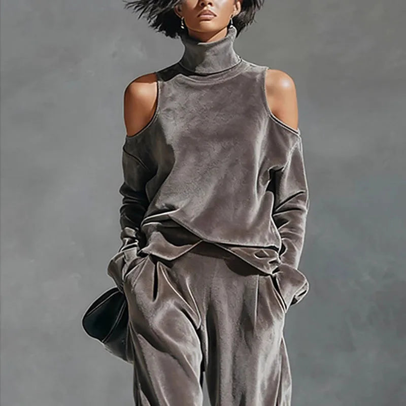 Arlène – ensemble femme rétro cardigan élégant et pantalon large